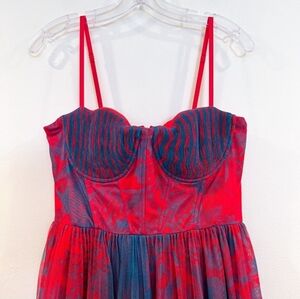 Hutch Red Teal Tulle Floral Sweetheart Neckline Romantic Formal A-Line Gown 6